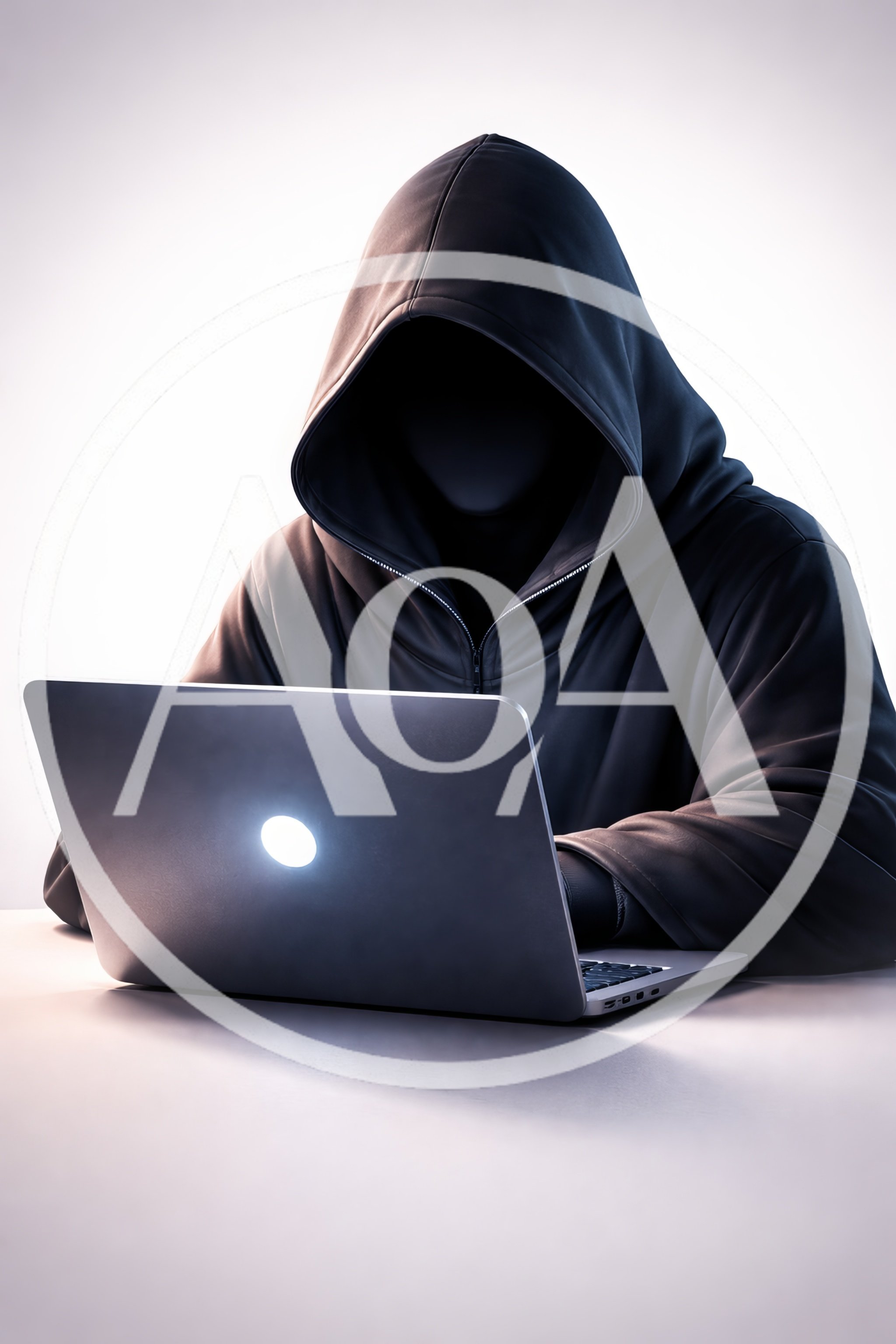 Anonymous Hacker Working On A Laptop In Dark Hoodie