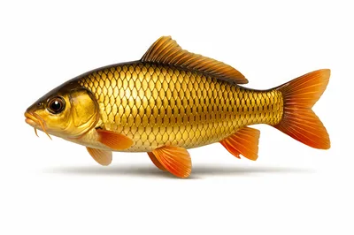 Golden Carp Fish Isolated On White Background