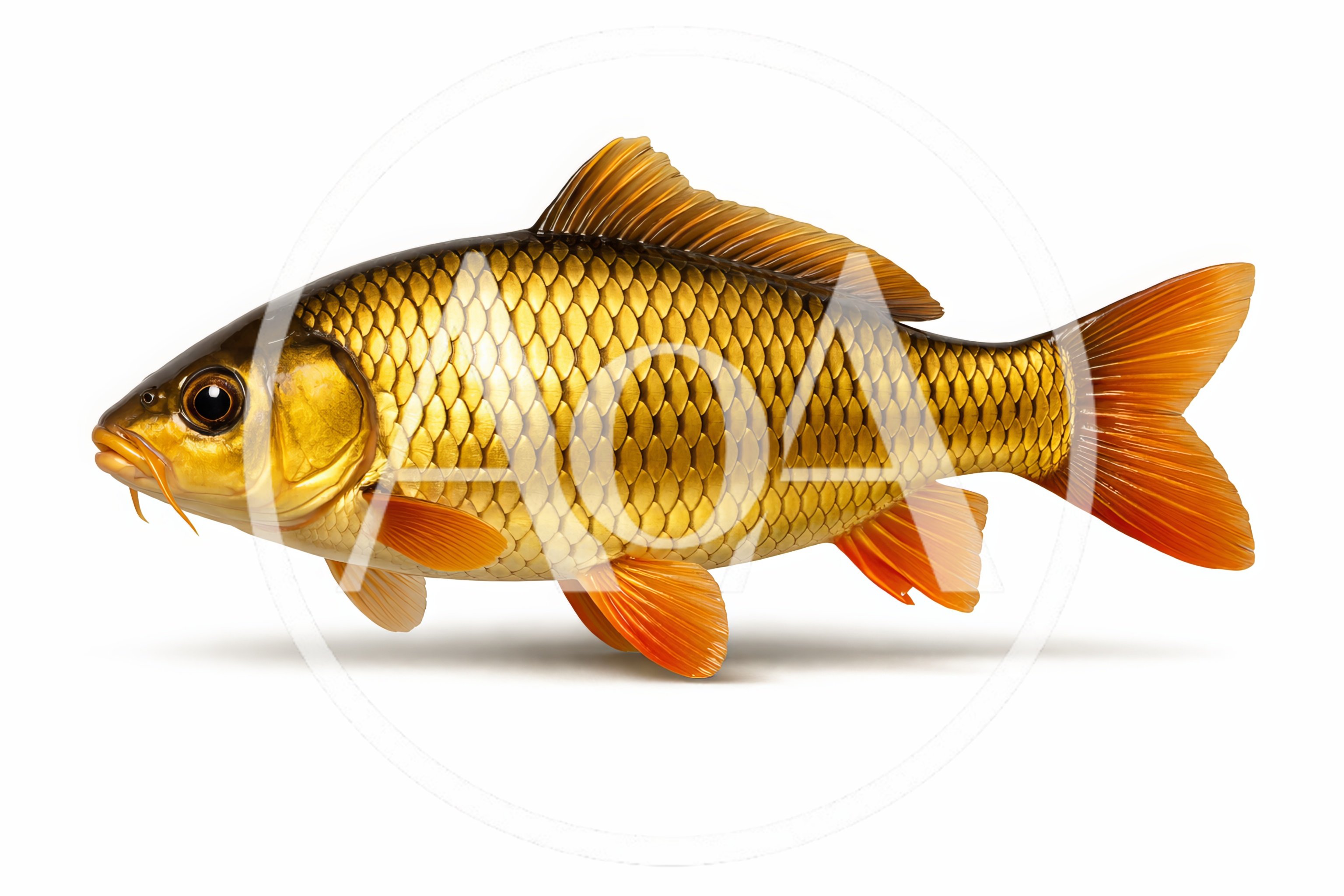 Golden Carp Fish Isolated On White Background