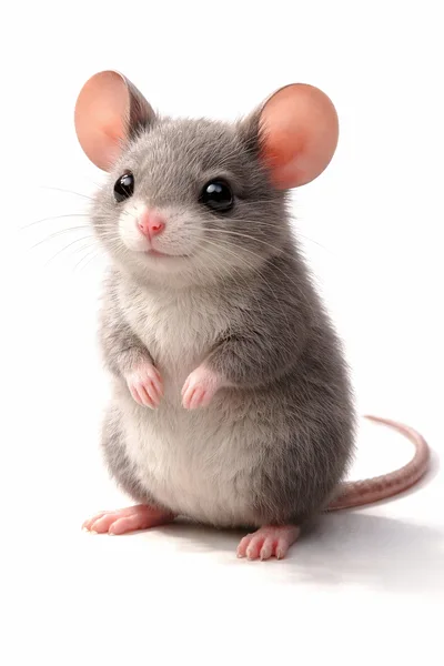 Cute Gray Mouse Standing Upright