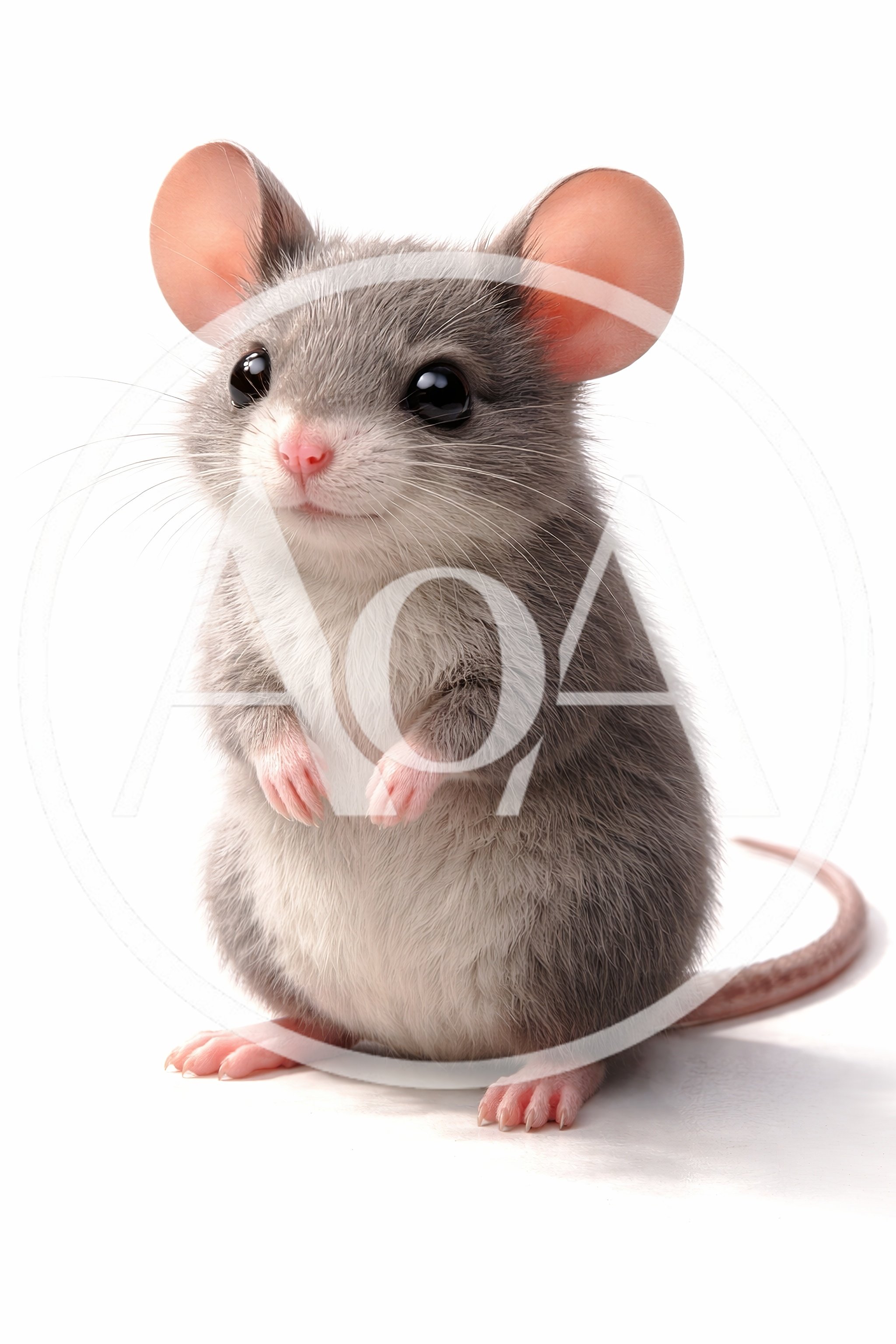 Cute Gray Mouse Standing Upright