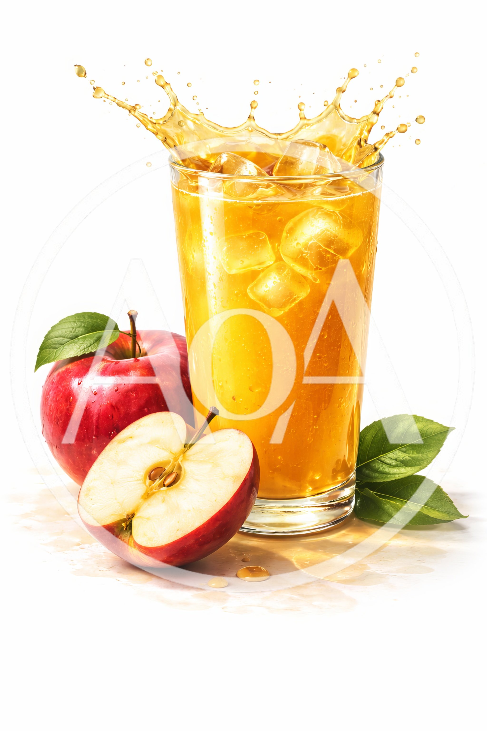 Glass Of Fresh Apple Juice With Whole And Sliced Apples