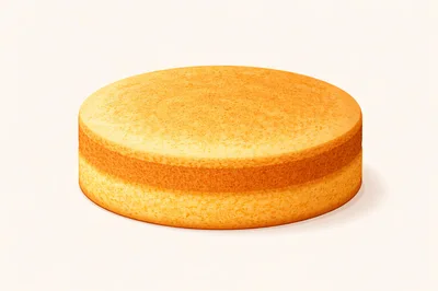 Round Sponge Cake Layer Isolated On White Background