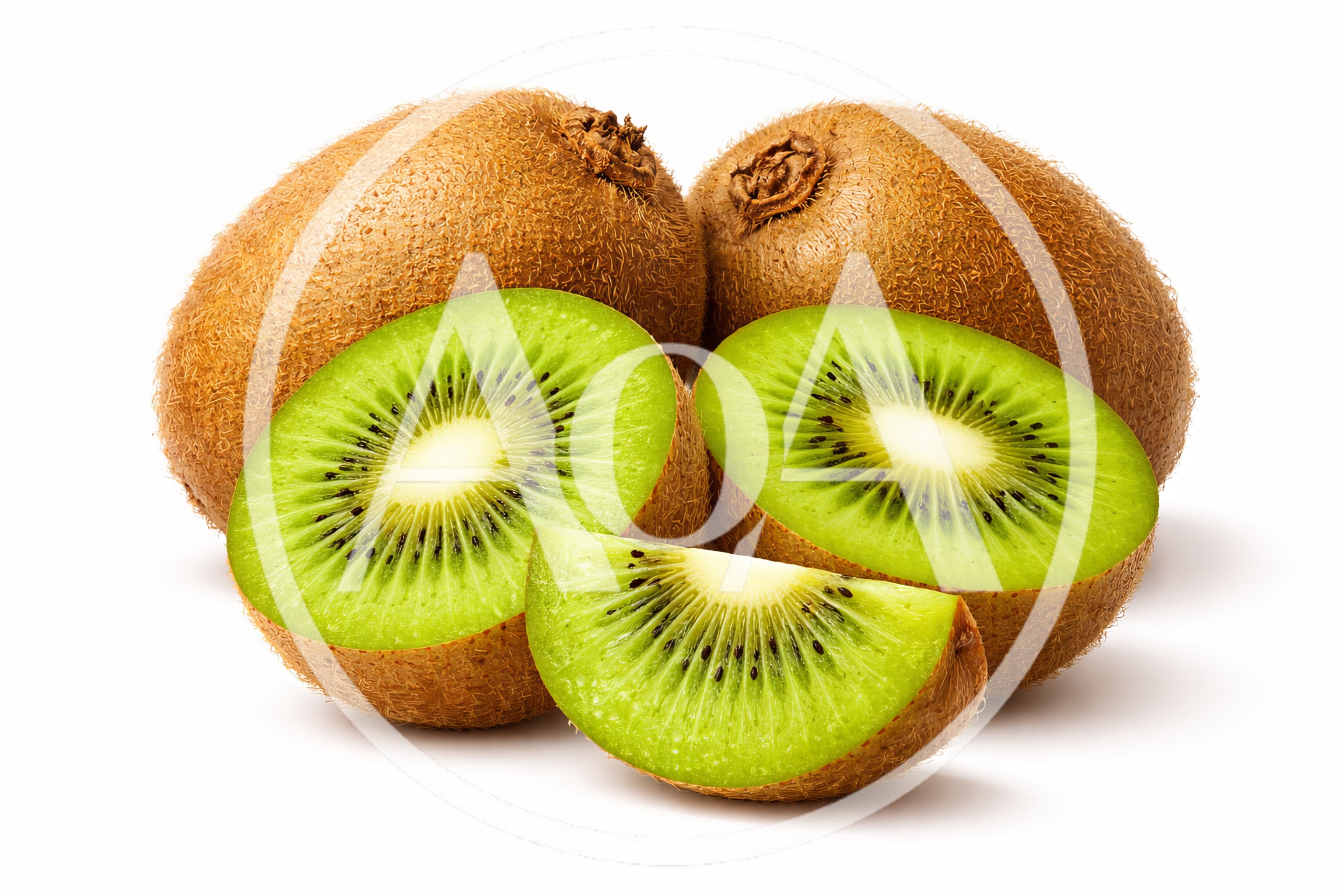 Fresh Whole And Sliced Kiwi Fruits