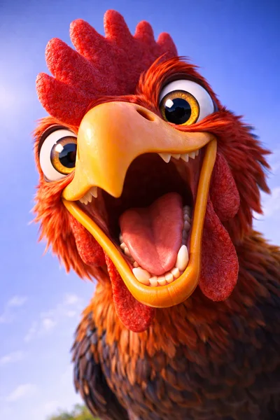 Close Up Portrait Of A Cartoon Rooster