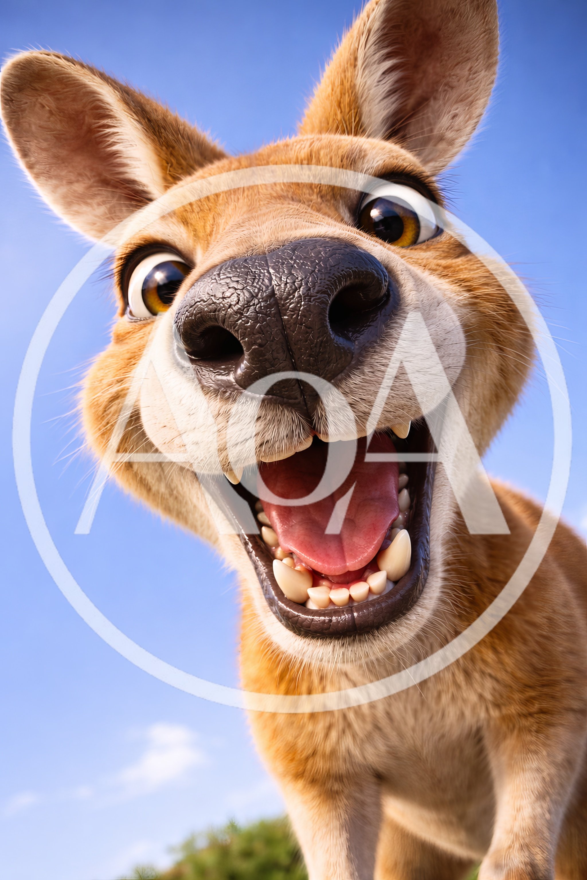 Close Up Portrait Of A Happy Cartoon Kangaroo