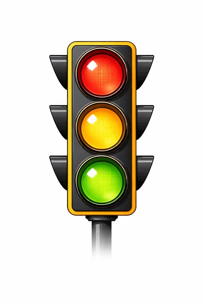 Vertical Traffic Light Signal With Three Illuminated Colors