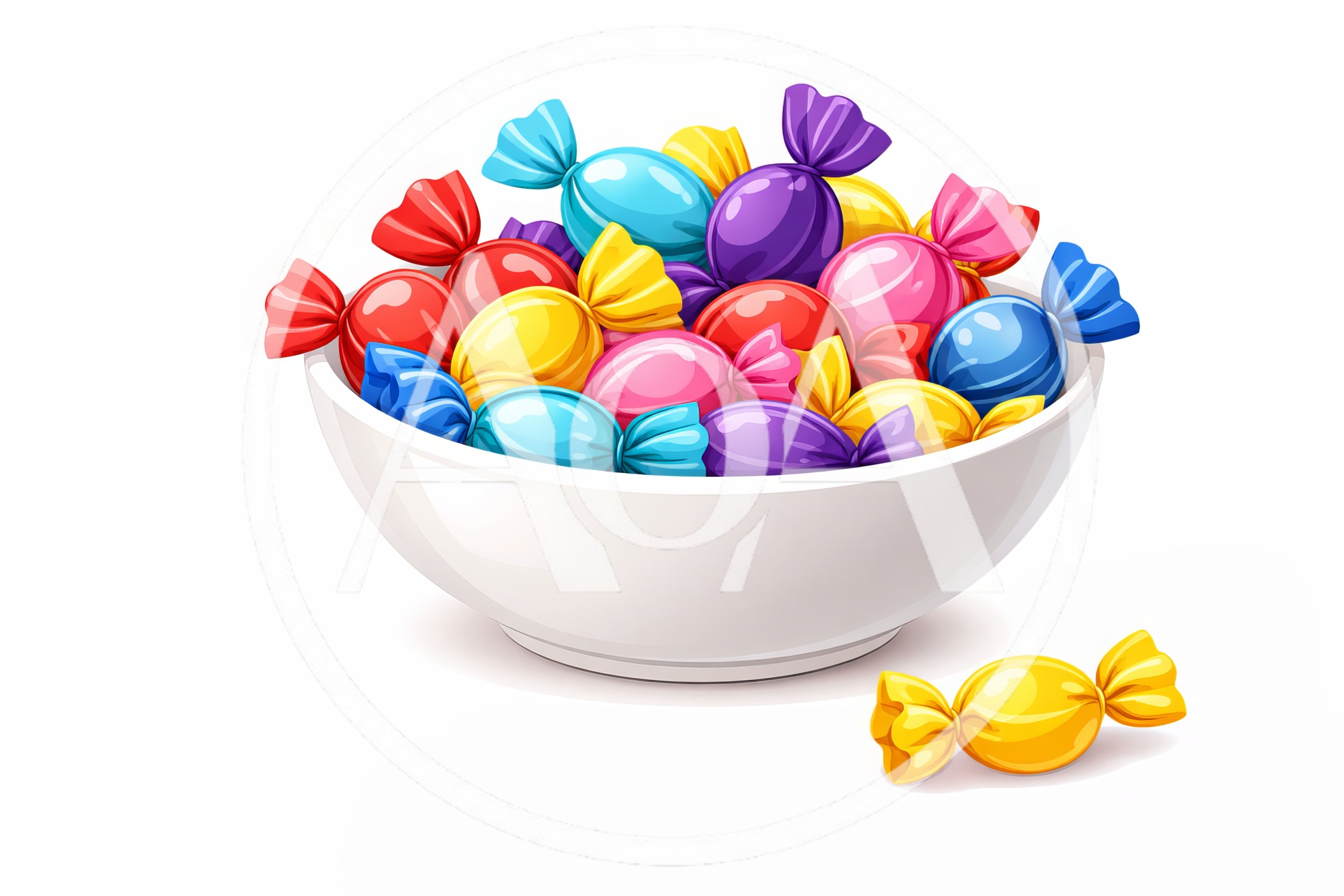 Bowl Filled With Colorful Wrapped Candies