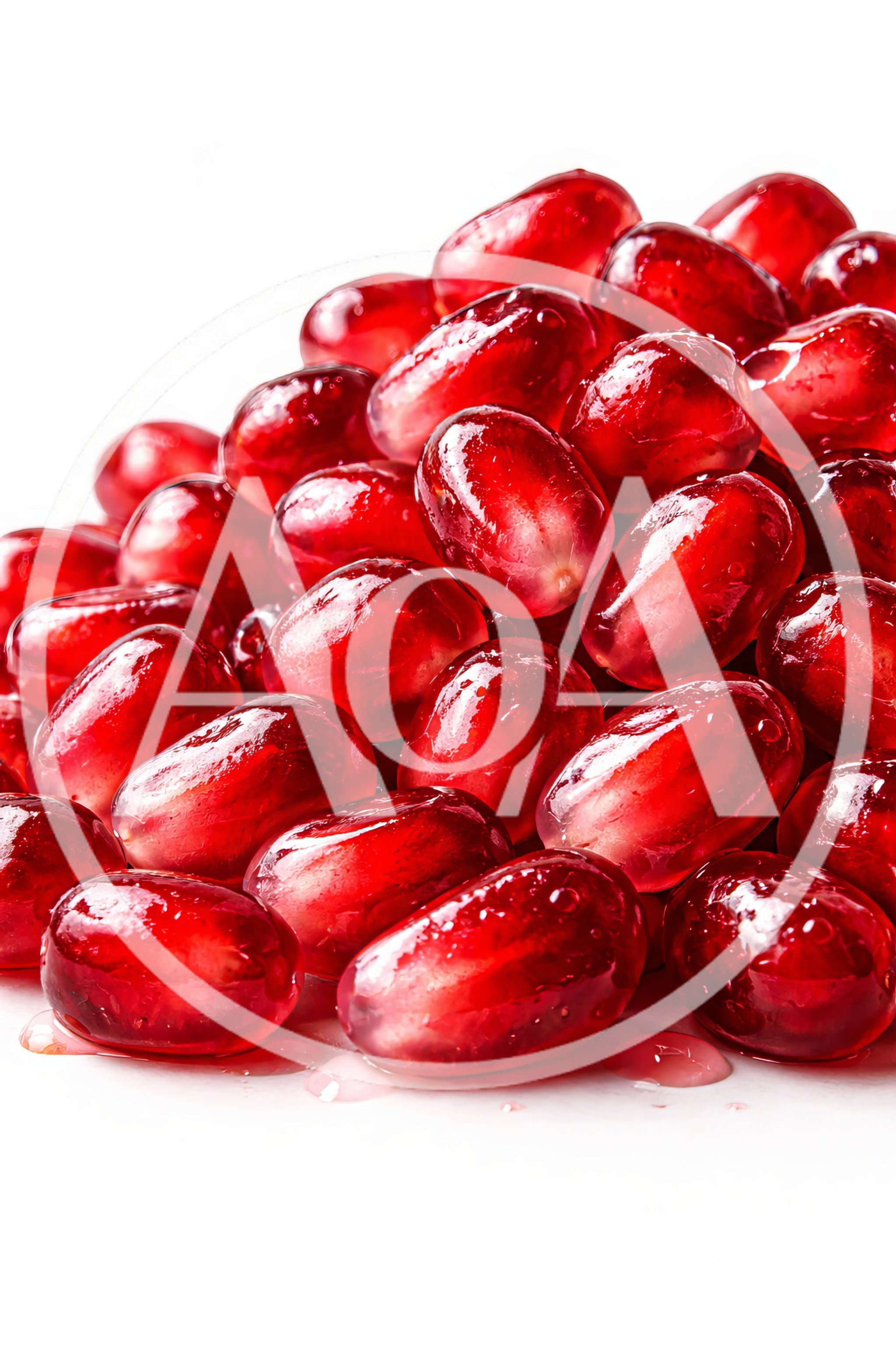Fresh Pomegranate Arils Pile On White Background