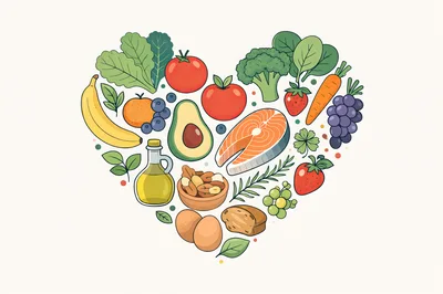 Heart Shaped Collage Of Healthy Food Items