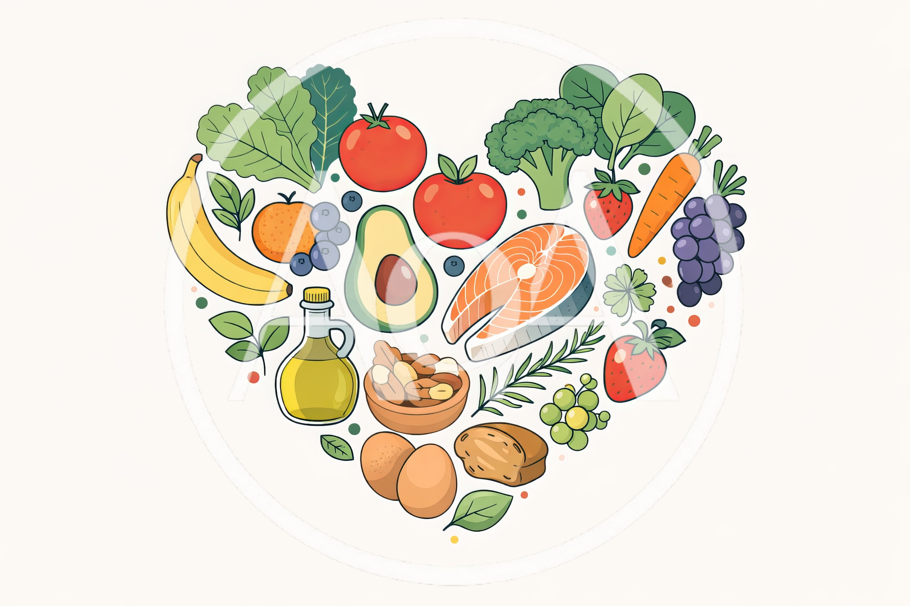 Heart Shaped Collage Of Healthy Food Items