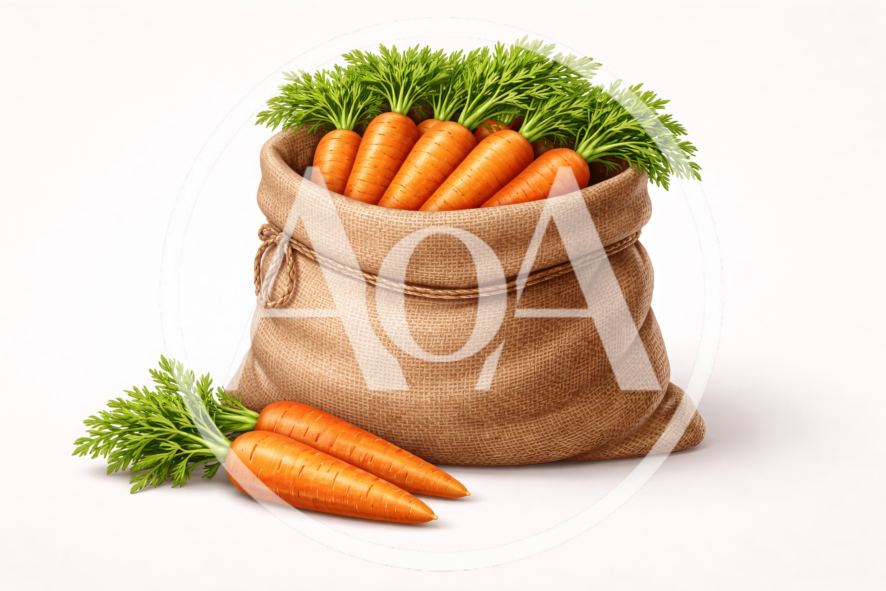 Fresh Carrots In A Burlap Sack