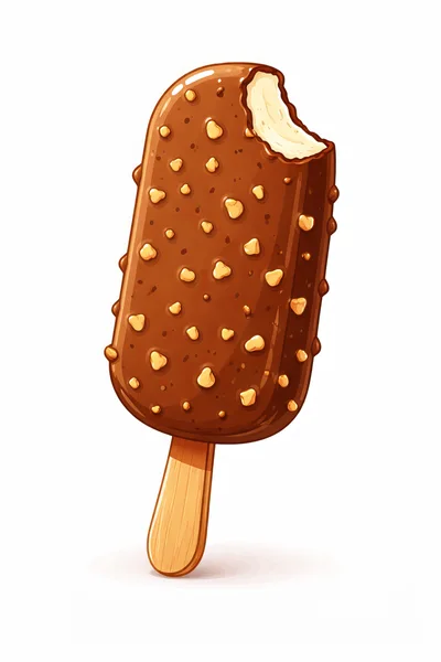 Chocolate Covered Ice Cream Bar With Nut Topping