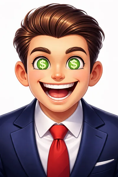 Cartoon Businessman With Dollar Sign Eyes