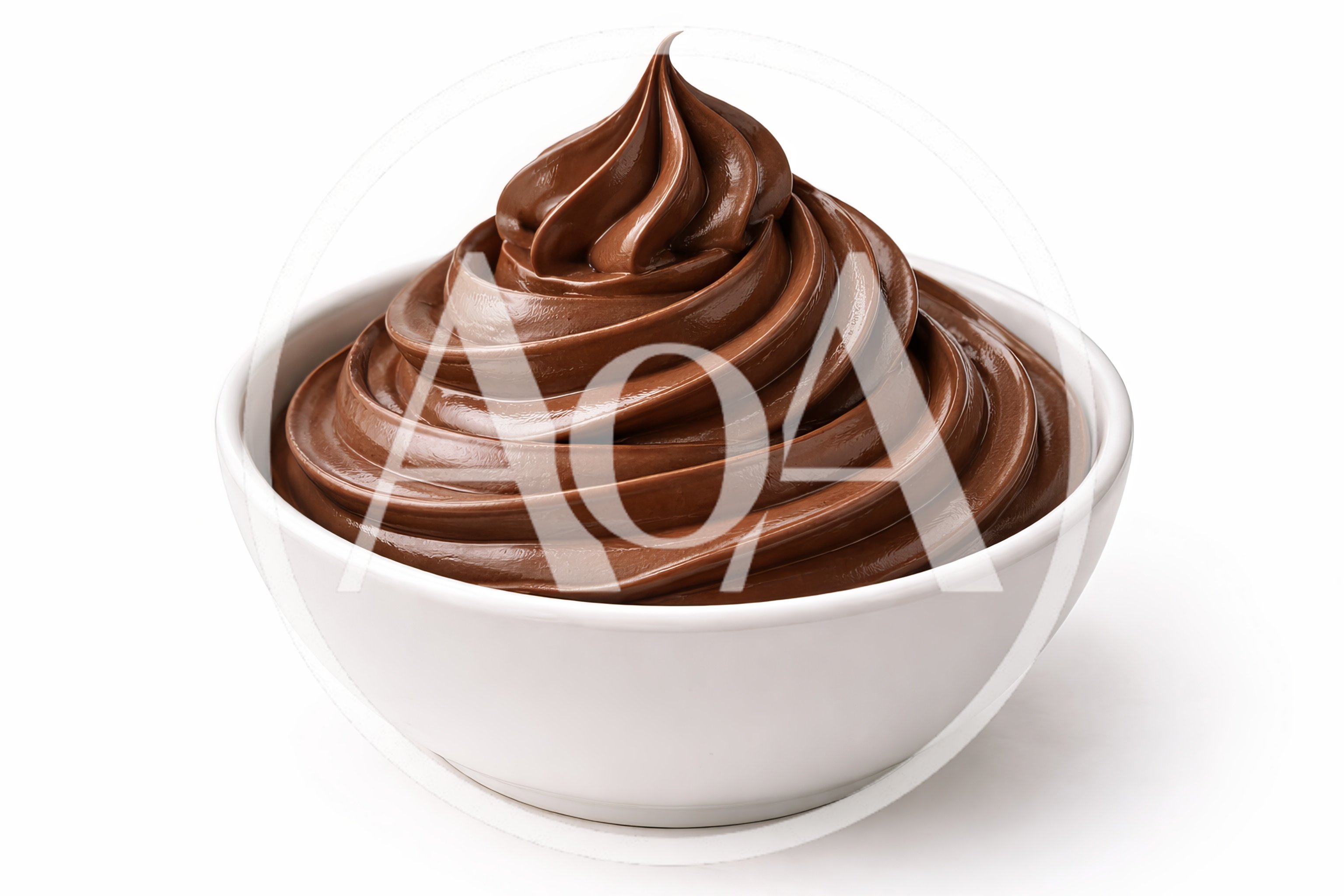 Swirled Chocolate Mousse In A White Bowl