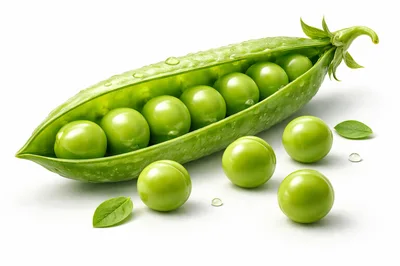 Fresh Green Pea Pod With Loose Peas