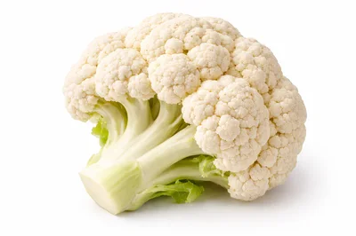 Fresh Raw Cauliflower Head Isolated On White Background