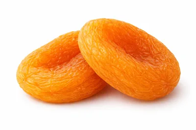 Two Dried Apricots Isolated On White Background