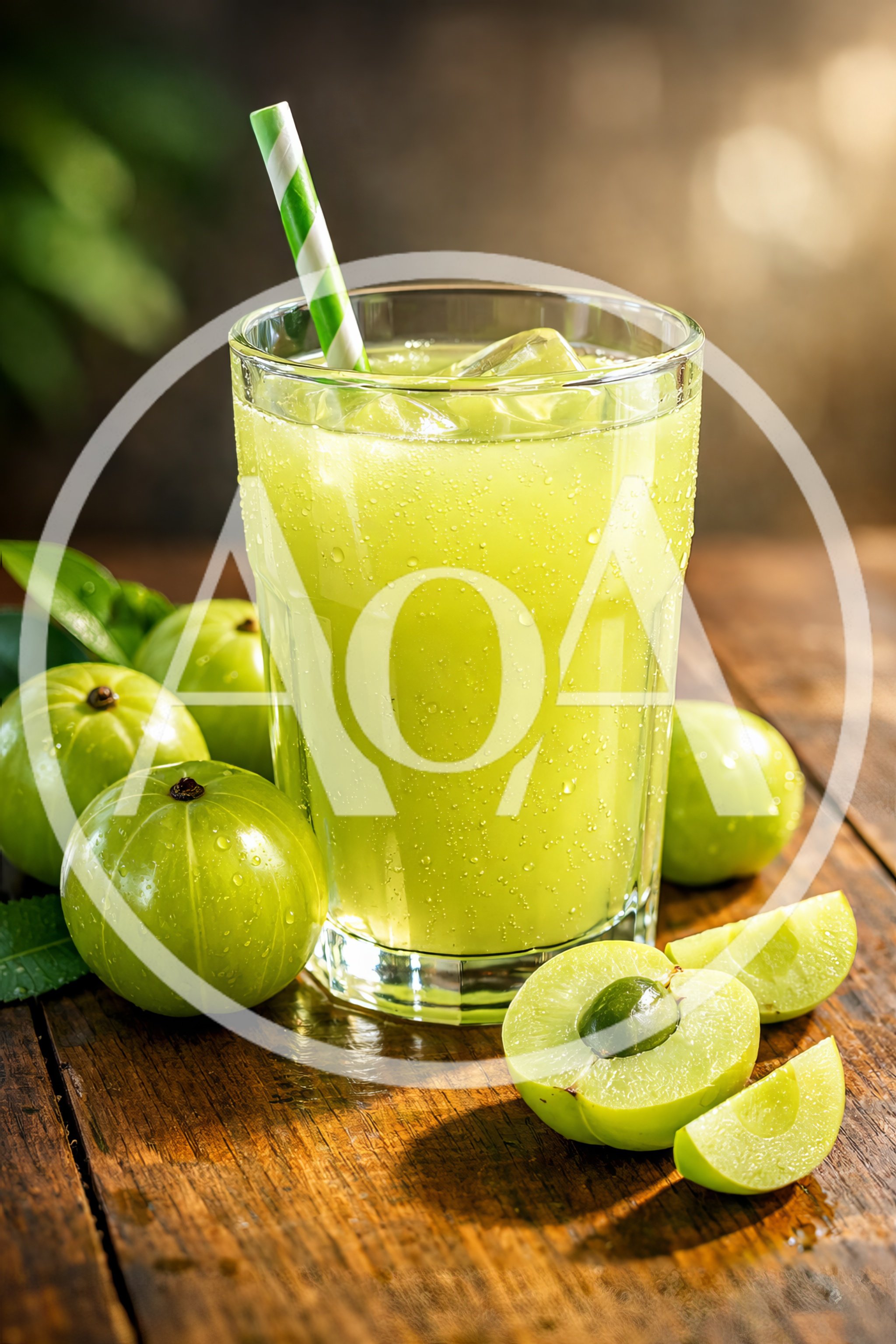 Refreshing Amla Juice Drink With Fresh Indian Gooseberries