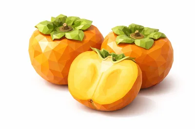 Low Poly Persimmon Fruit Illustration