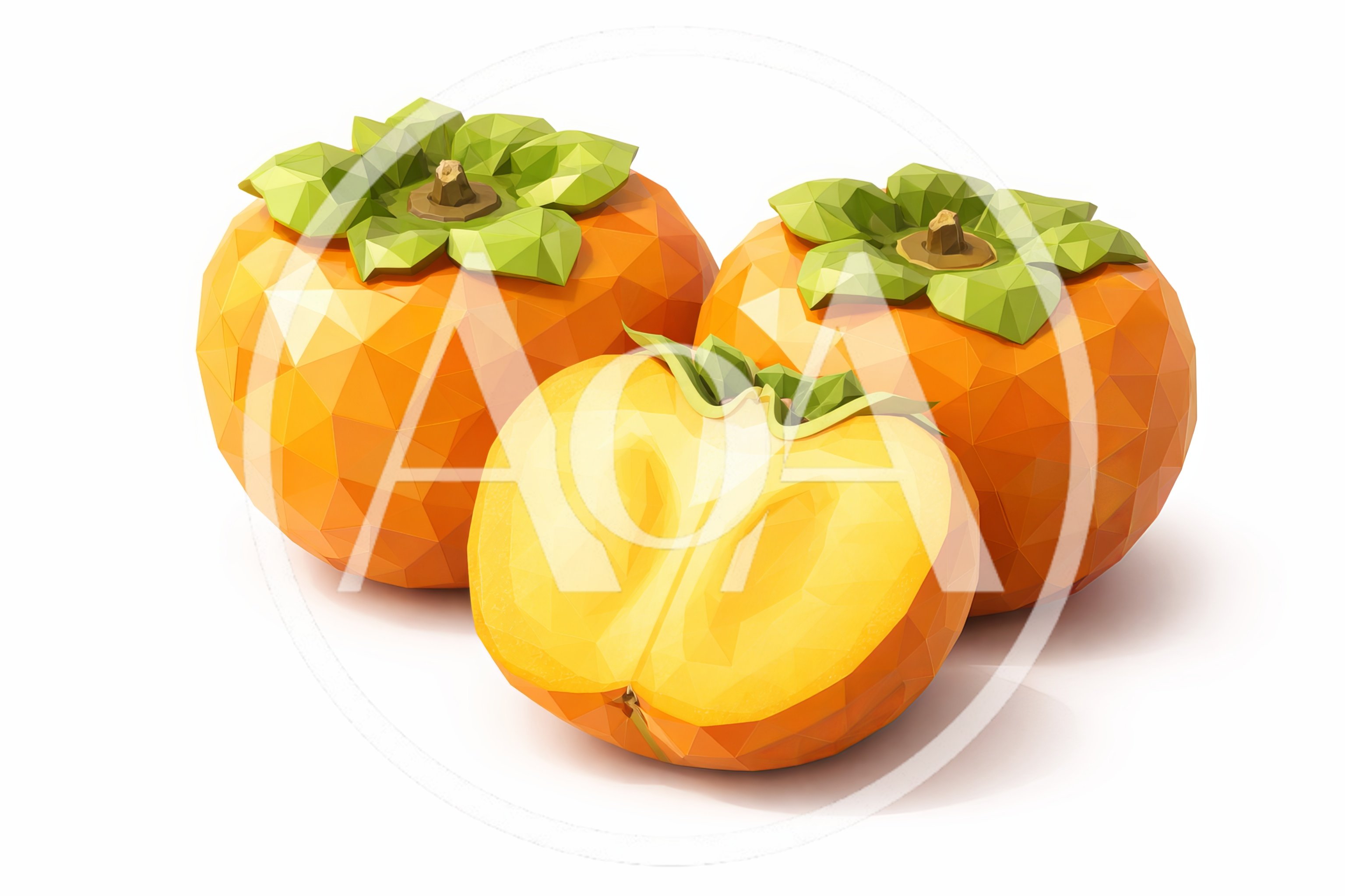 Low Poly Persimmon Fruit Illustration