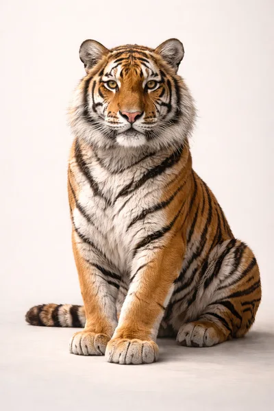 Majestic Tiger Sitting In Studio Setting
