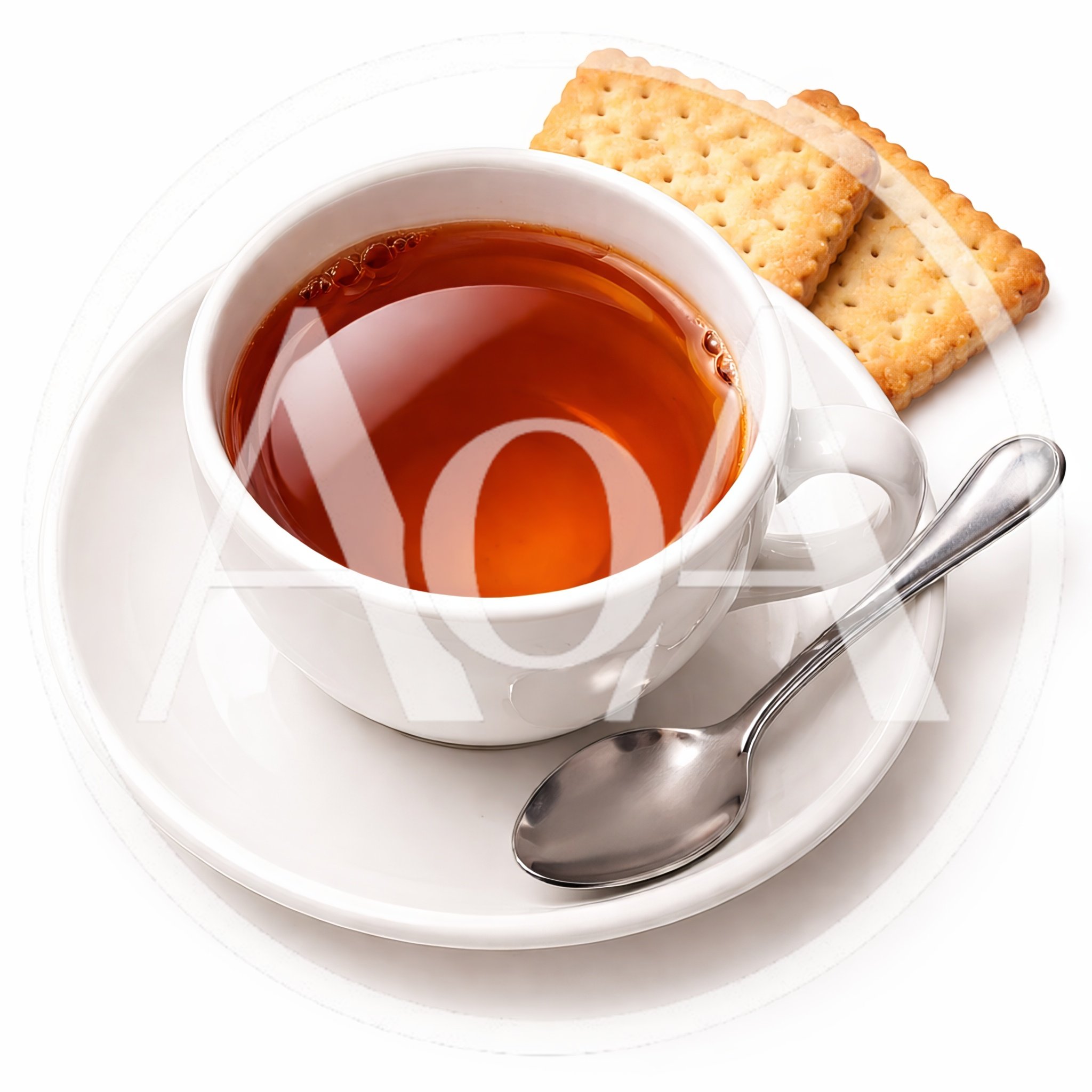 Cup Of Tea With Biscuits And Spoon
