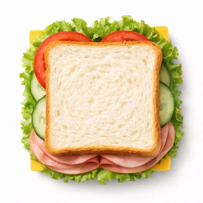 Top View Of A Fresh Ham And Vegetable Sandwich