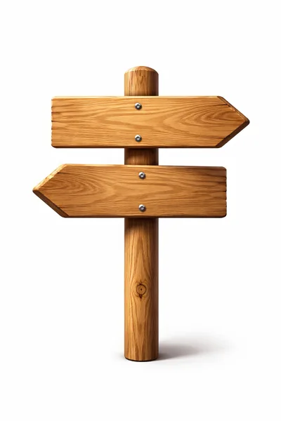 Wooden Directional Signpost With Two Blank Arrows