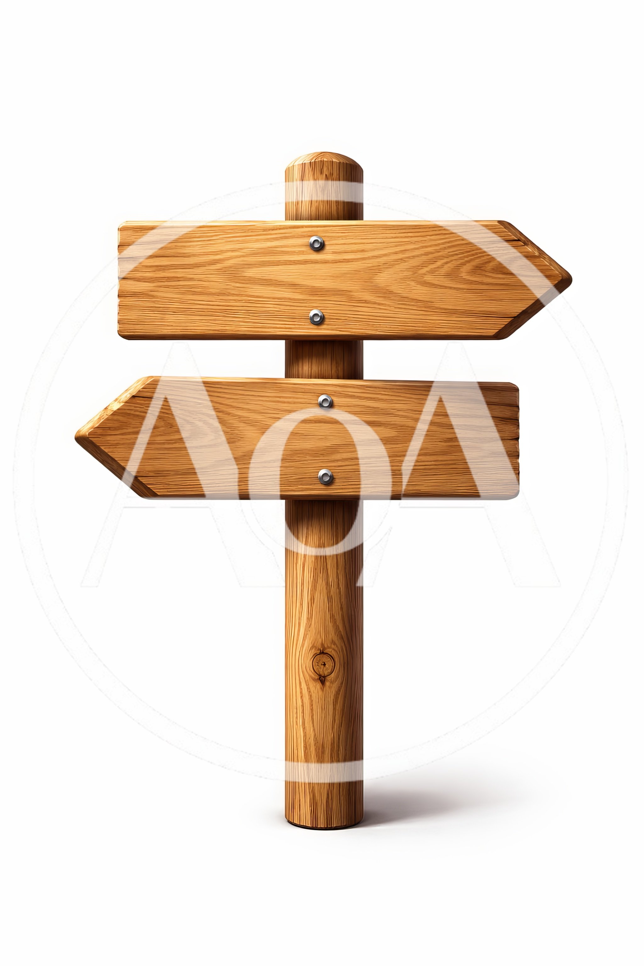 Wooden Directional Signpost With Two Blank Arrows