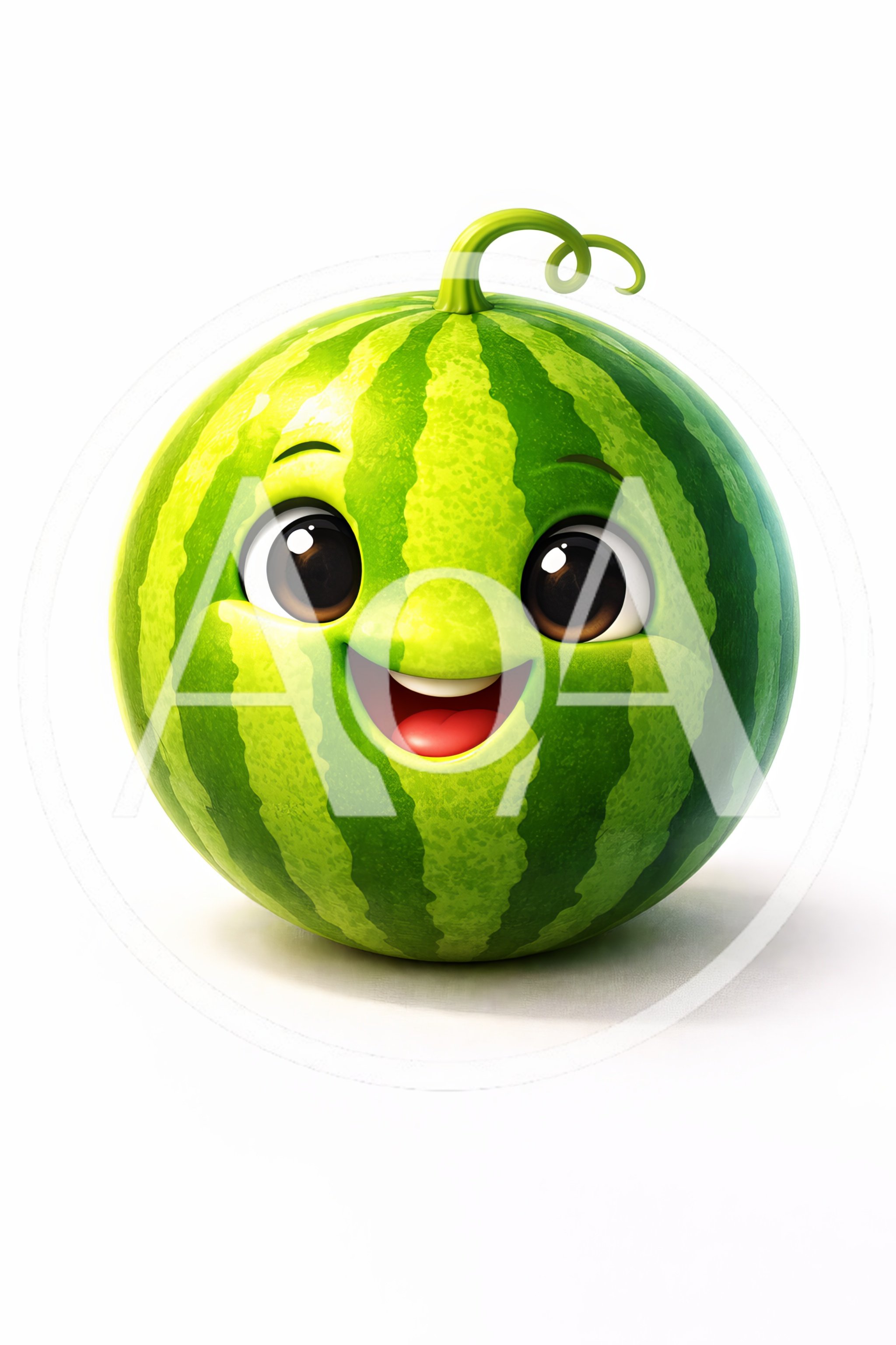 Cute Cartoon Watermelon Character With A Happy Expression