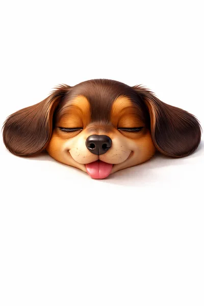 Cute Puppy Head With Closed Eyes And Tongue Out
