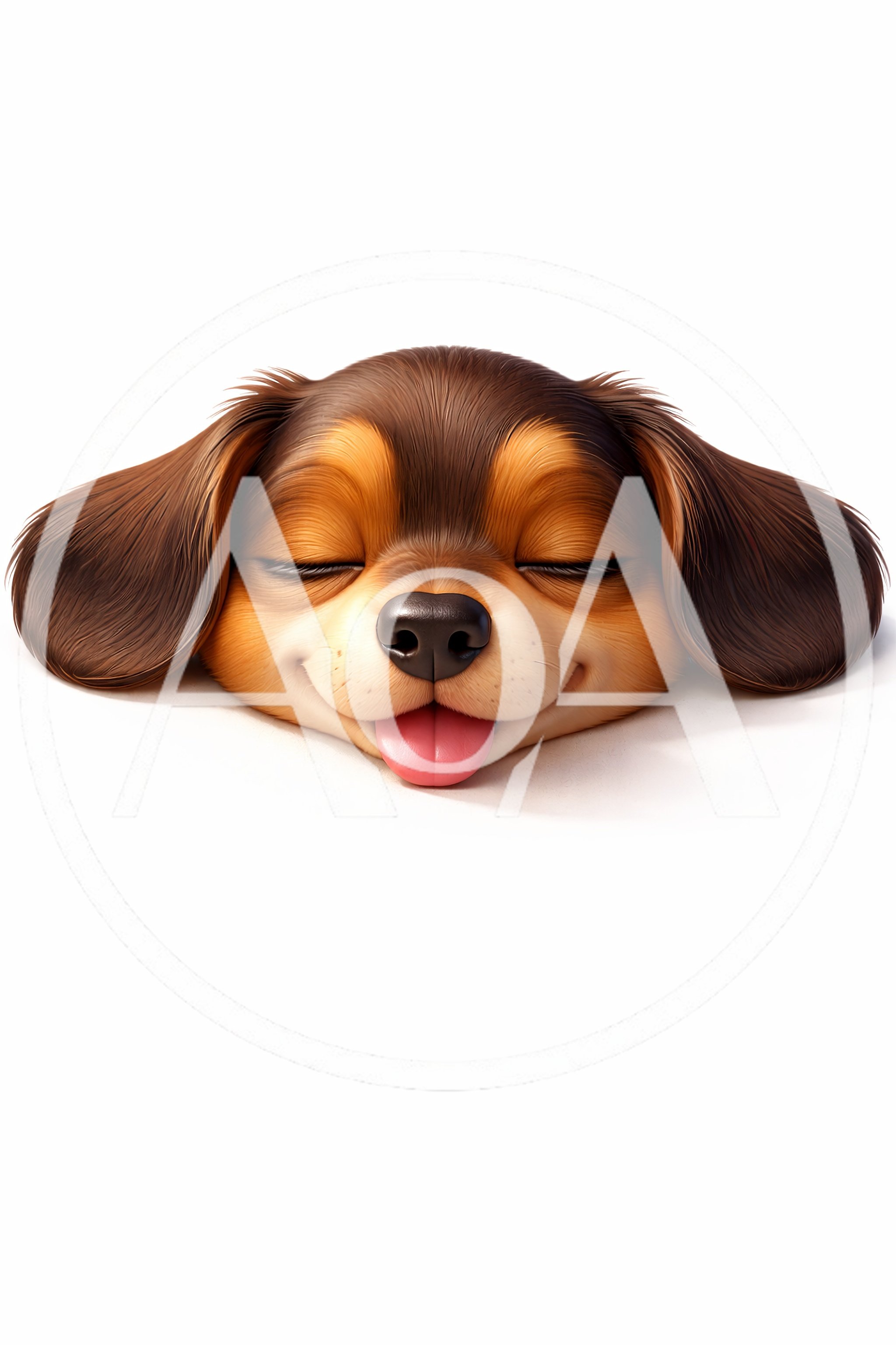 Cute Puppy Head With Closed Eyes And Tongue Out