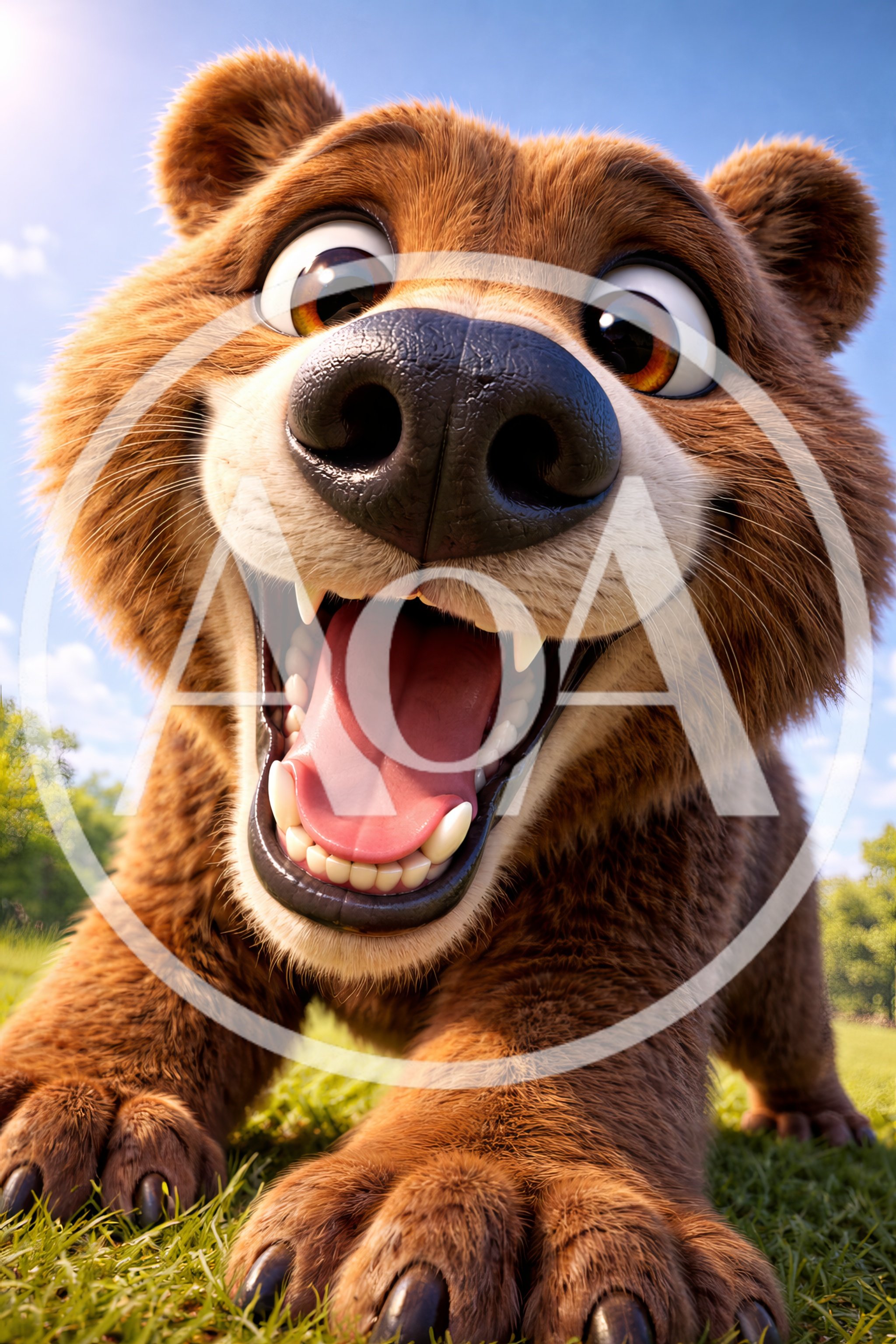 Close Up Of A Happy Cartoon Bear