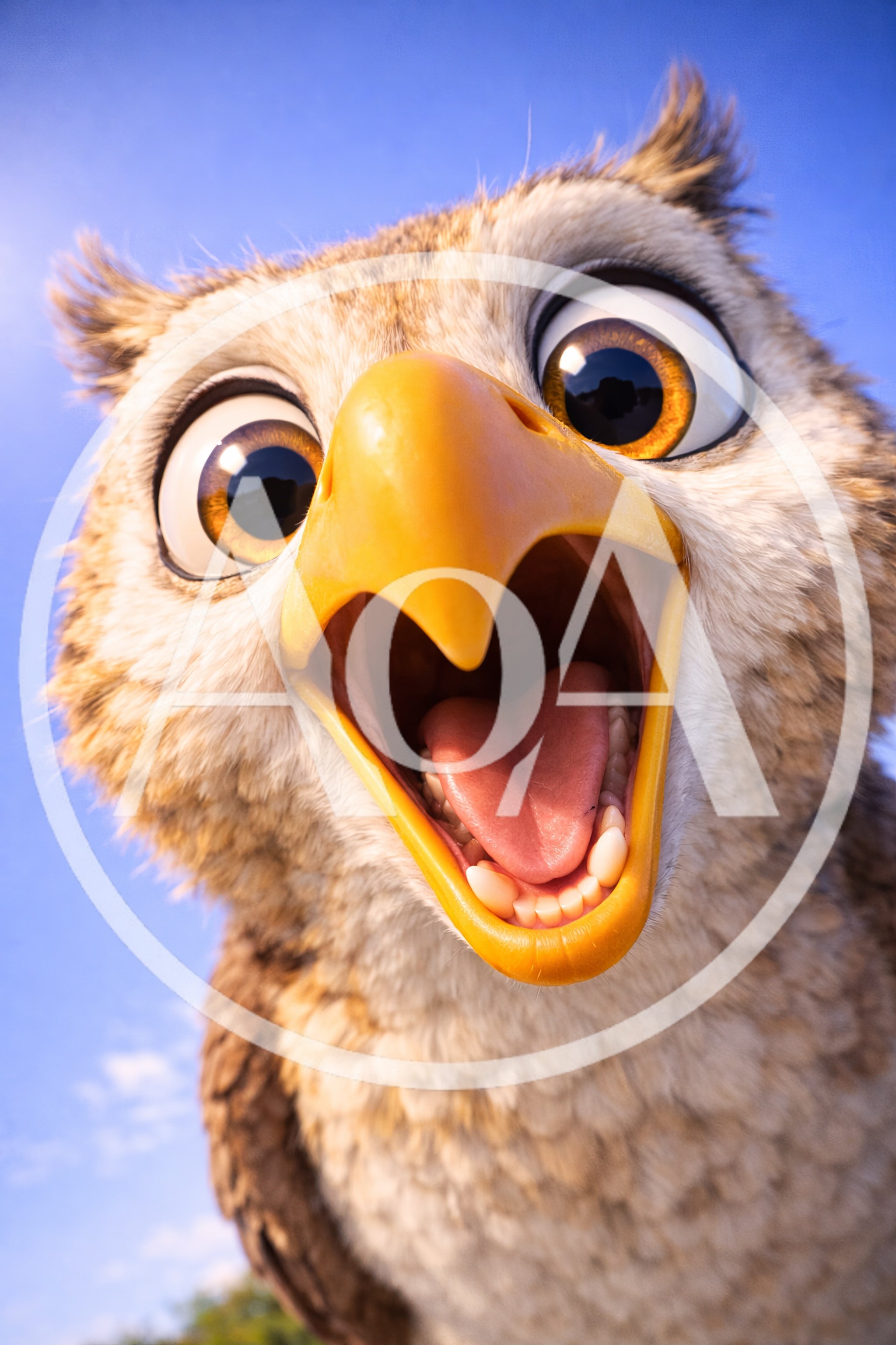 Close Up Portrait Of A Cartoon Owl