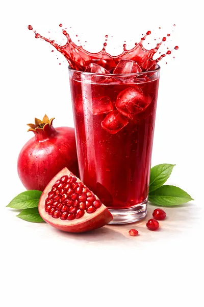 Refreshing Pomegranate Juice With Ice And Fresh Fruit