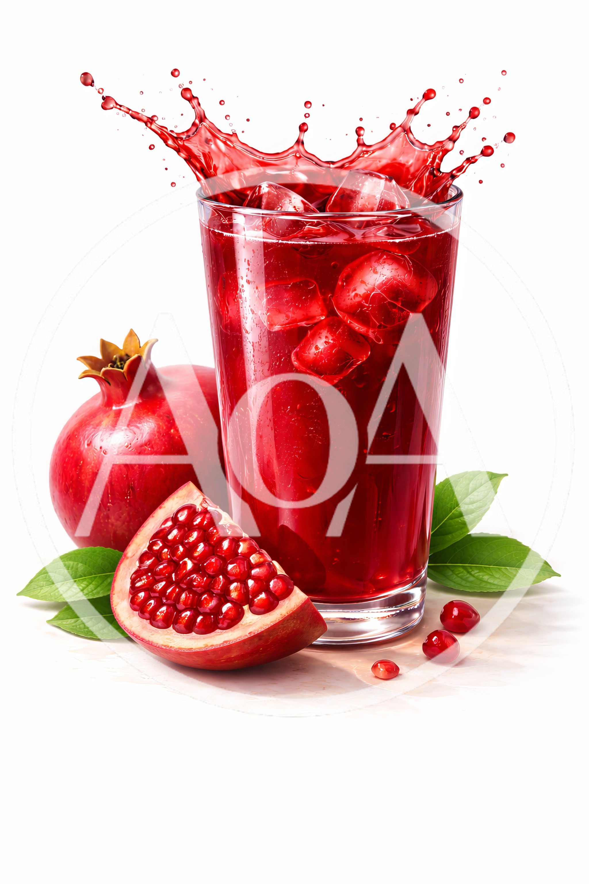 Refreshing Pomegranate Juice With Ice And Fresh Fruit
