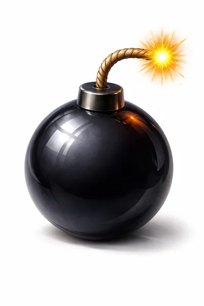 Classic Black Round Bomb With Lit Fuse