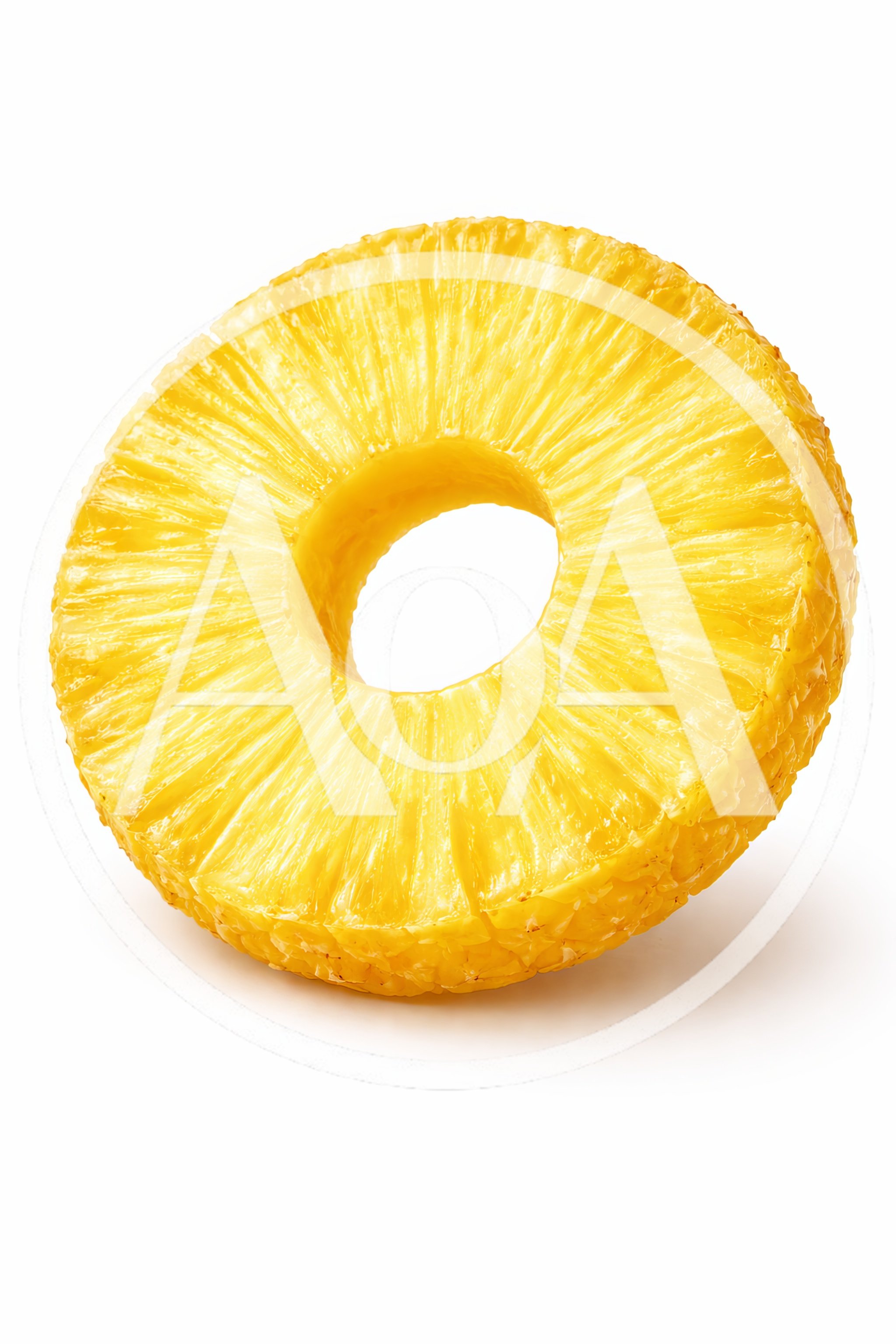 Single Pineapple Ring Isolated On White Background