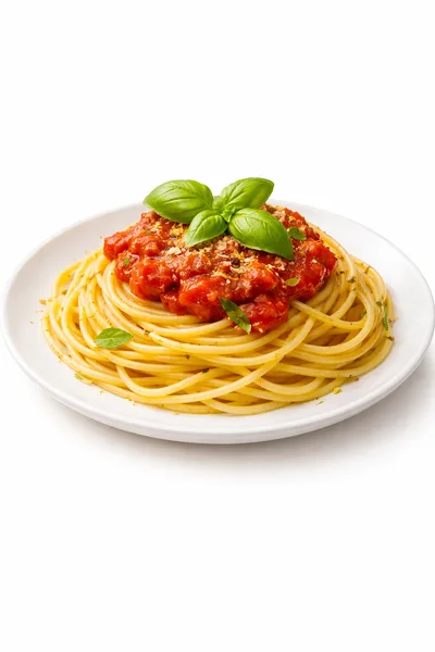 Spaghetti Pasta With Tomato Sauce And Fresh Basil