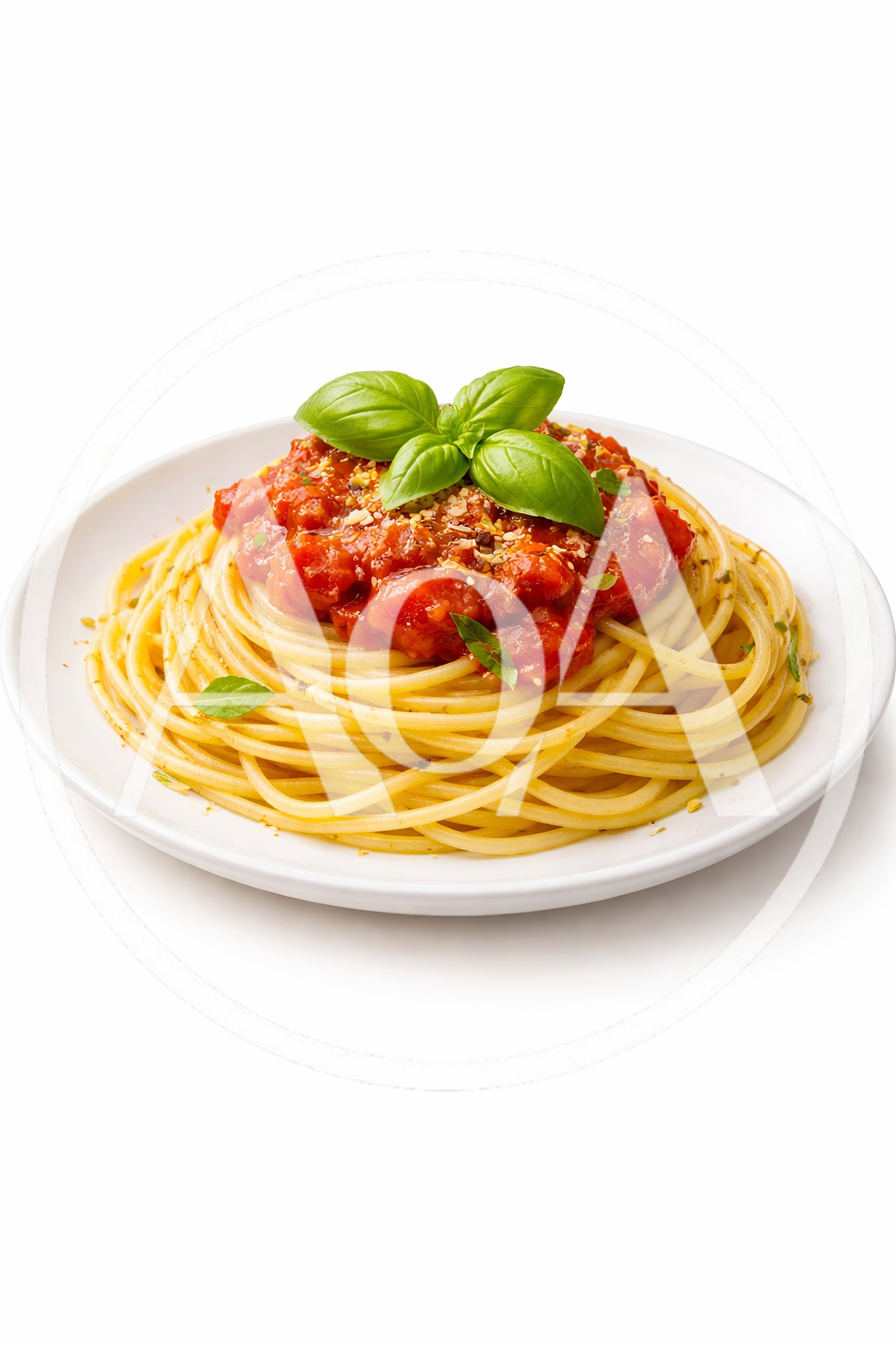 Spaghetti Pasta With Tomato Sauce And Fresh Basil