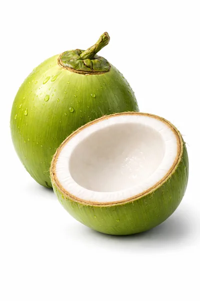 Fresh Green Coconut With A Cut Half