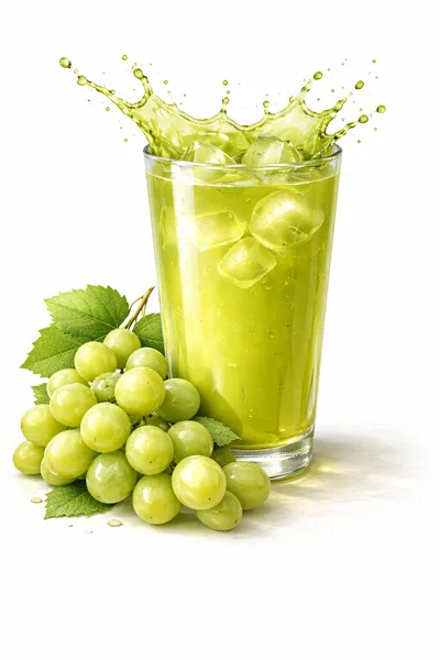 Refreshing Glass Of Green Grape Juice With Ice