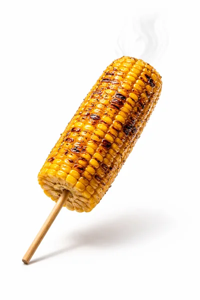 Grilled Corn on the Cob on a Wooden Skewer