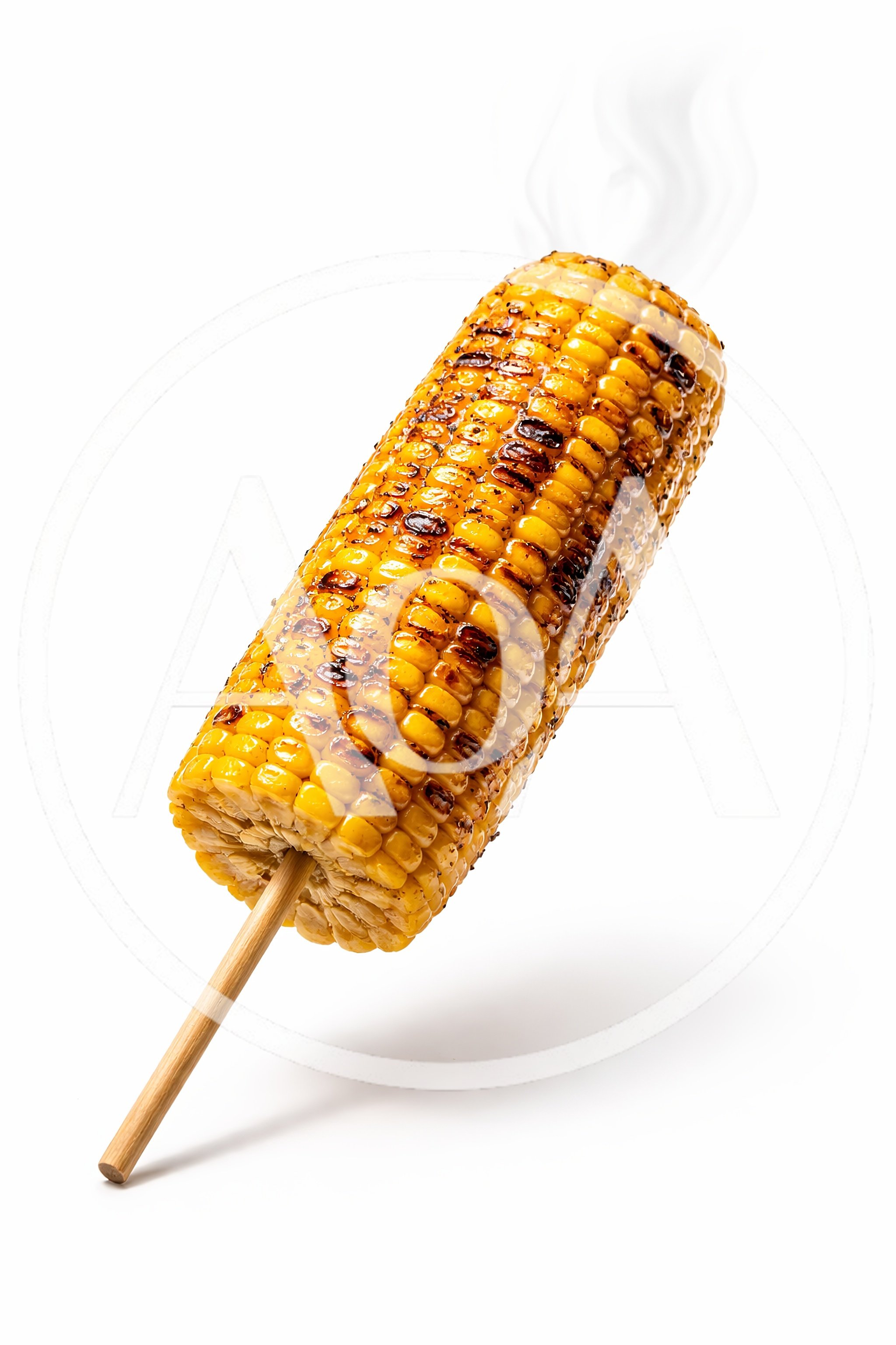 Grilled Corn on the Cob on a Wooden Skewer