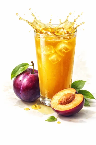 Refreshing Plum Juice Splash With Fresh Fruit