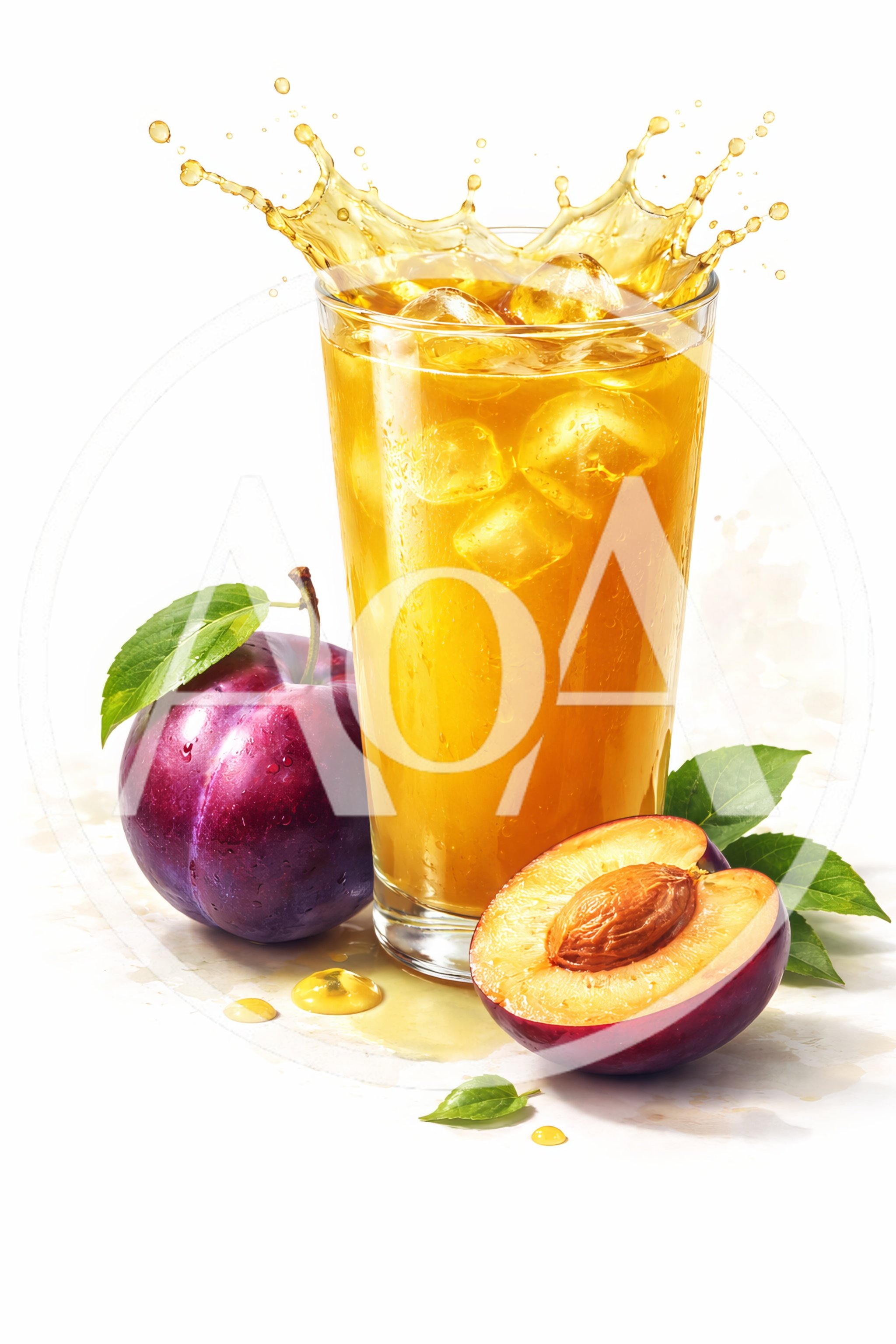 Refreshing Plum Juice Splash With Fresh Fruit