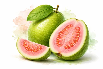 Fresh Pink Guava Fruit With Slices