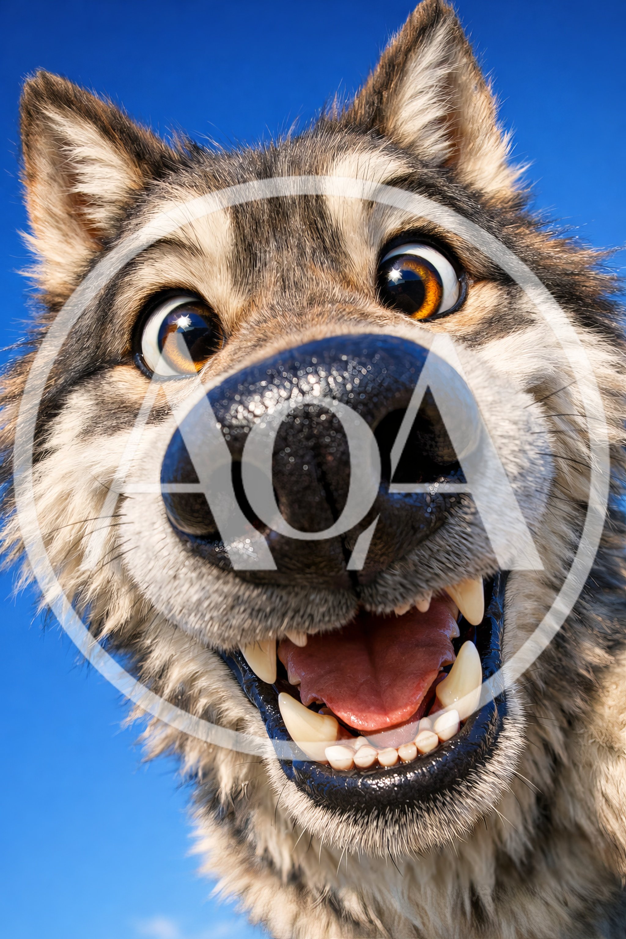 Close Up Portrait Of A Happy Wolf
