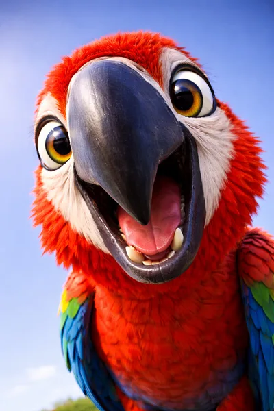 Close Up Portrait Of A Happy Macaw Parrot